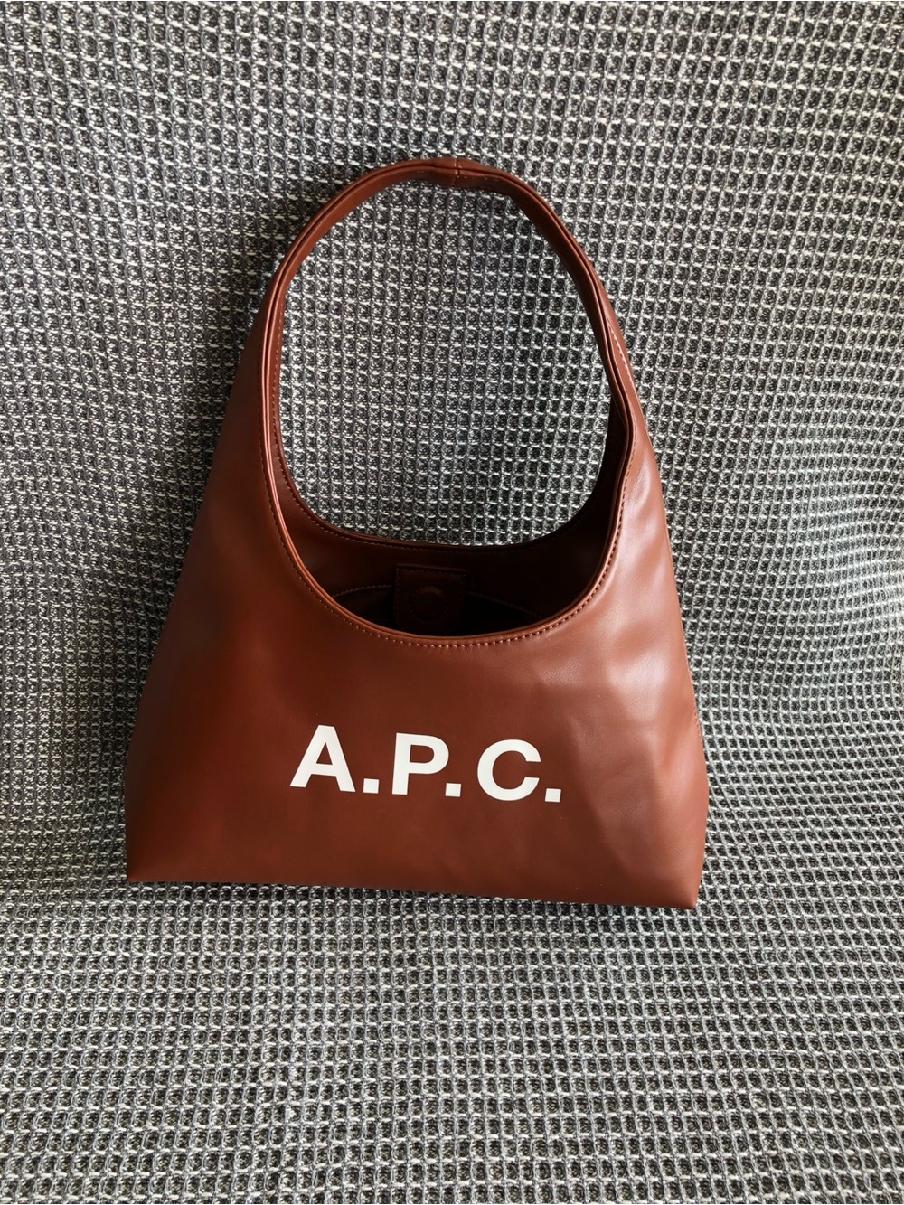 A.P.C. Chestnut Brown Leather Hobo with White Logo